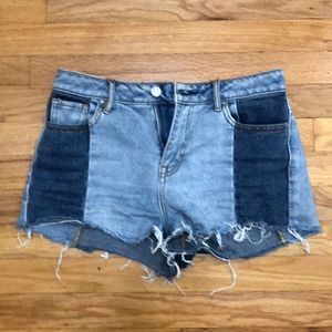 Two toned denim shorts